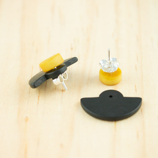 Boucles d'oreilles Ivoire Végétal Devant Derrière Sous Lobes Cercle 3 en 1 | Duo Large Pre