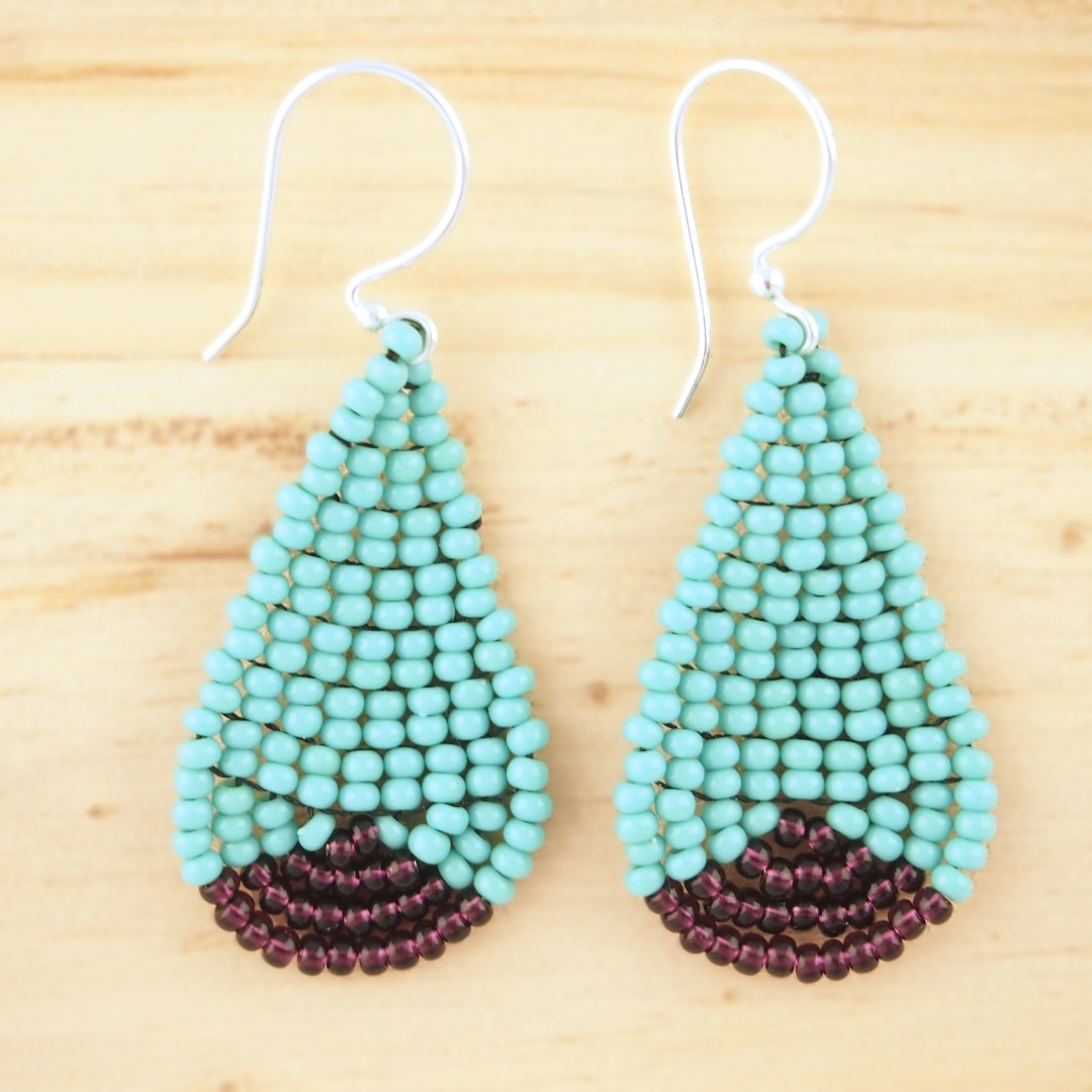 Boucles d’oreilles en perles faites main et Crochet en Argent 925 | Papo