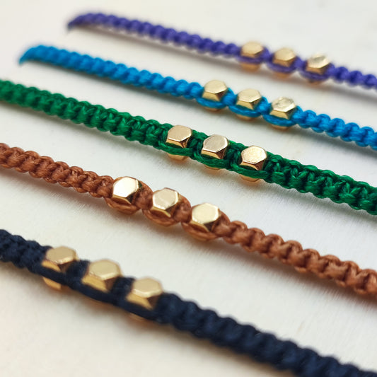 Bracelet en Macramé et Hématites Fait Main Réglable Femme Fille Boho Chic| Macratita