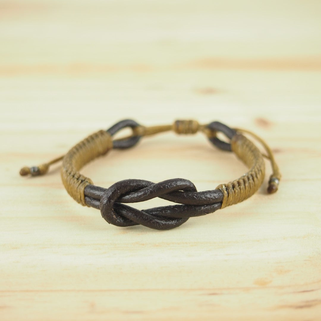 Bracelet mixte Macramé et cuir Fait Main Réglable Cadeau Homme | Eufon