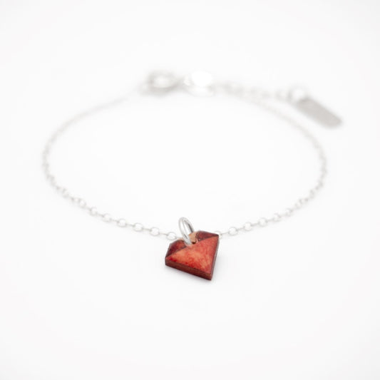 Bracelet Mini Charm Diamant en Calebasse Séchée - Chaîne Fine Argent ou Doré