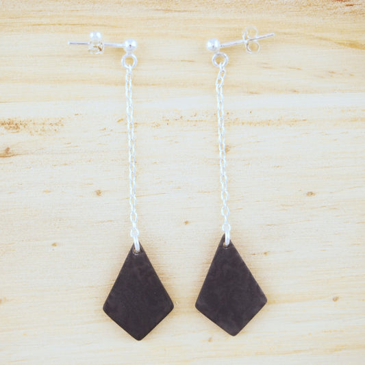 Boucles d'oreilles Triangle Gris Ivoire Végétal Losanges| Rubi Los
