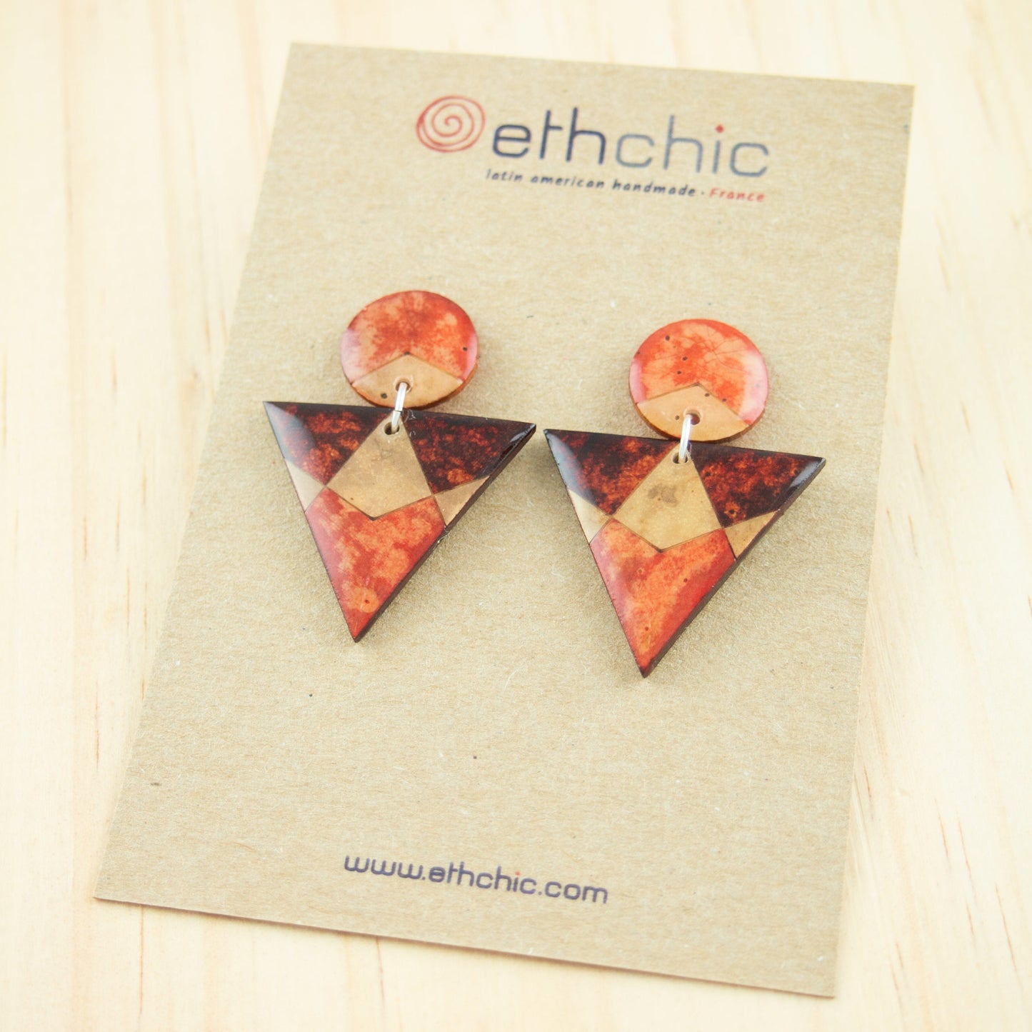 Boucles d'oreilles géométriques fruit + argent sterling boucles d'oreilles triangles boucles d'oreilles rouge boucles d'oreilles bohèmes