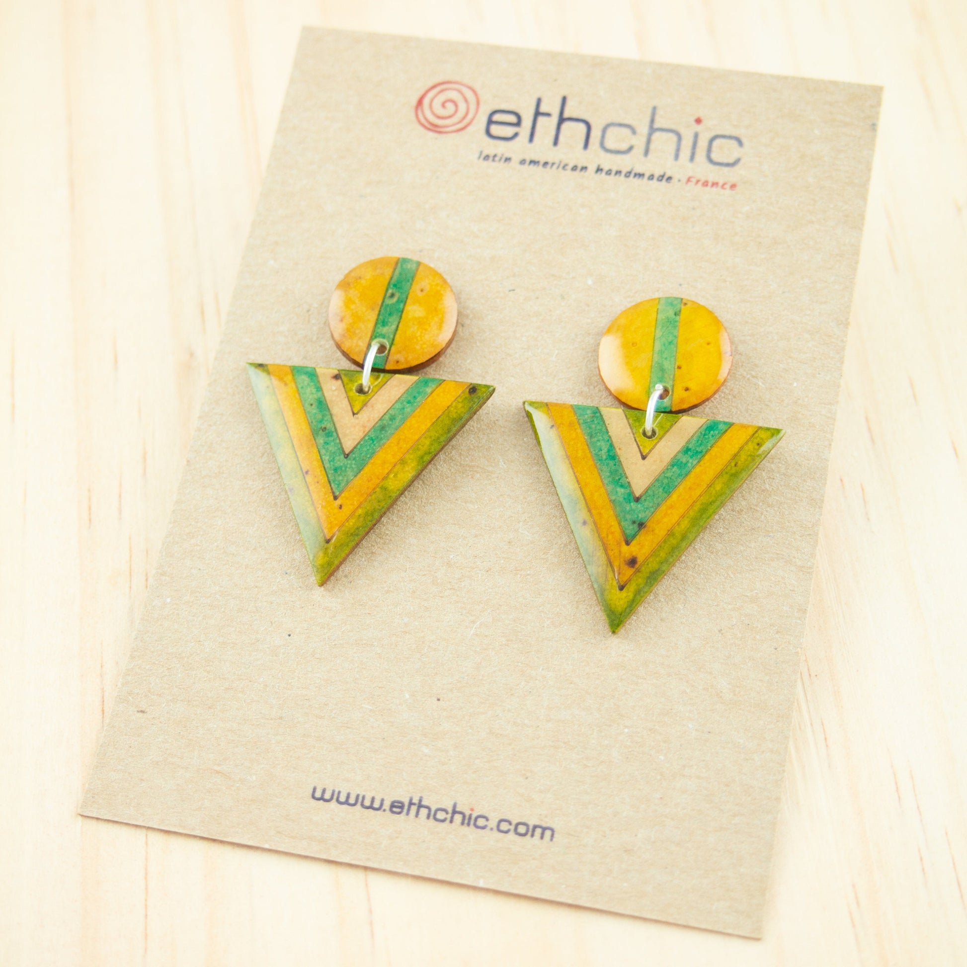 Boucles d'oreilles fruit + argent sterling boucles d'oreilles jaune moutarde boucles d'oreilles triangles boucles d'oreilles art déco