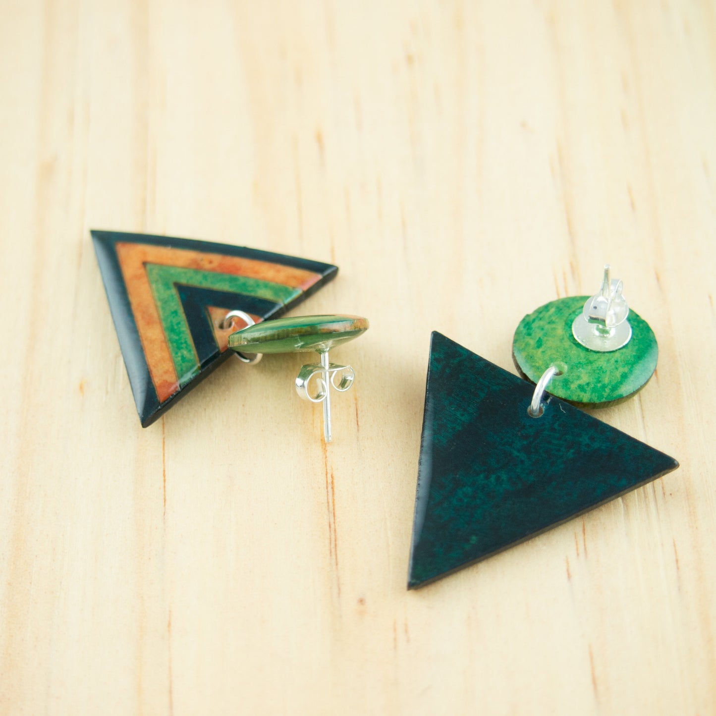 Boucles d'oreilles fruit + argent sterling boucles d'oreilles jaune moutarde boucles d'oreilles triangles boucles d'oreilles art déco