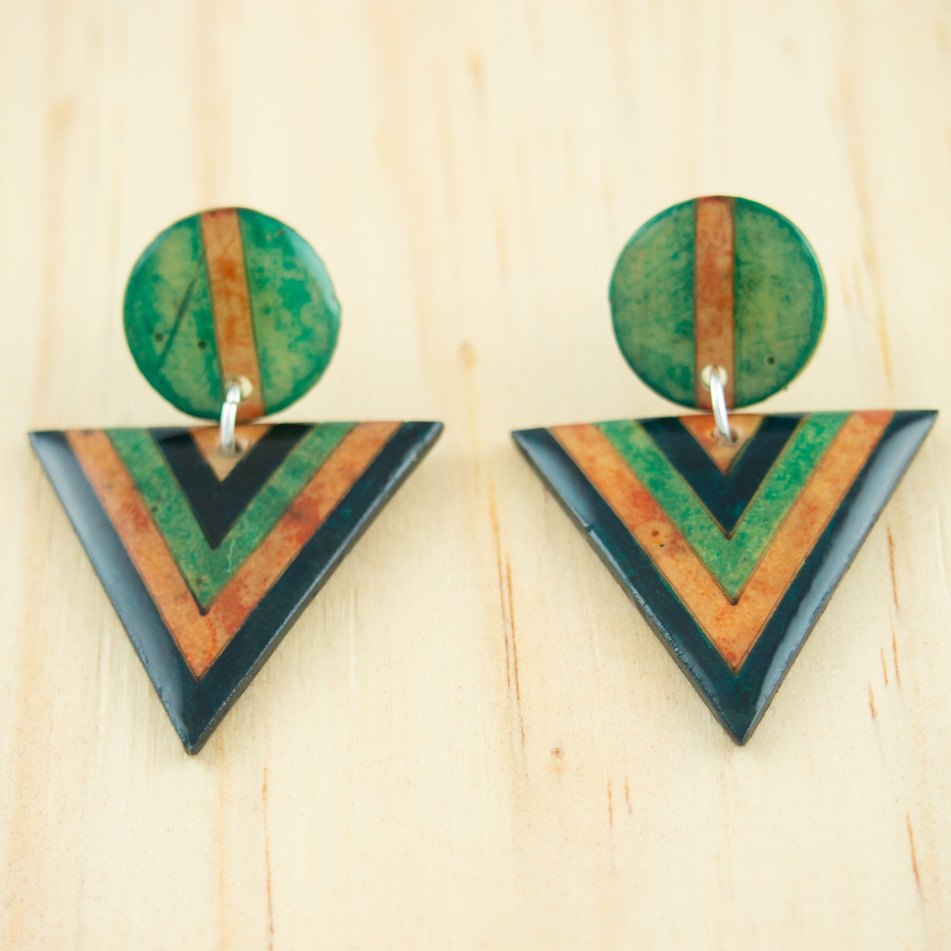 Boucles d'oreilles fruit + argent sterling boucles d'oreilles jaune moutarde boucles d'oreilles triangles boucles d'oreilles art déco