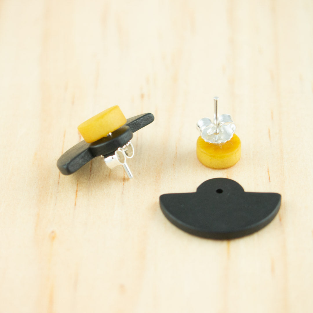 Boucles d'oreilles Ivoire Végétal Devant Derrière Sous Lobes Cercle 3 en  1 | Duo Large Pre