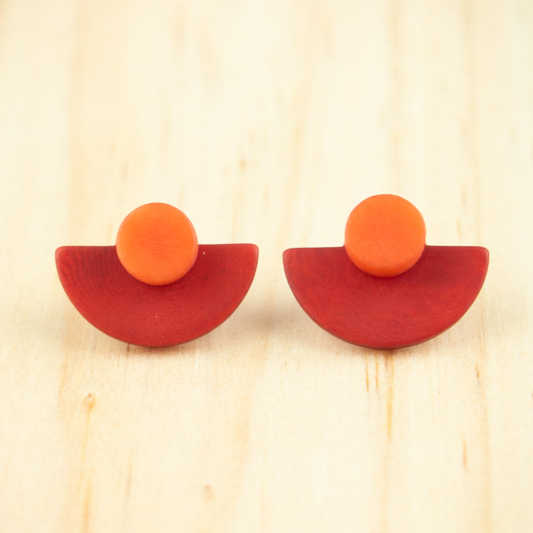 Boucles d'oreilles Ivoire Végétal Devant Derrière Sous Lobes Cercle 3 en  1 | Duo Large Pre