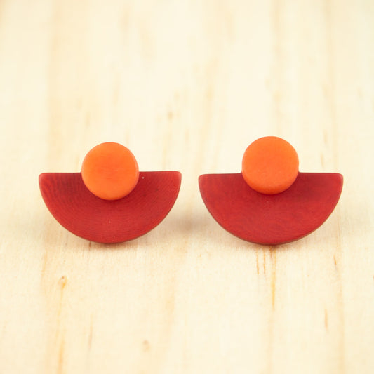 Boucles d'oreilles Ivoire Végétal Devant Derrière Sous Lobes Cercle 3 en  1 | Duo Large Pre