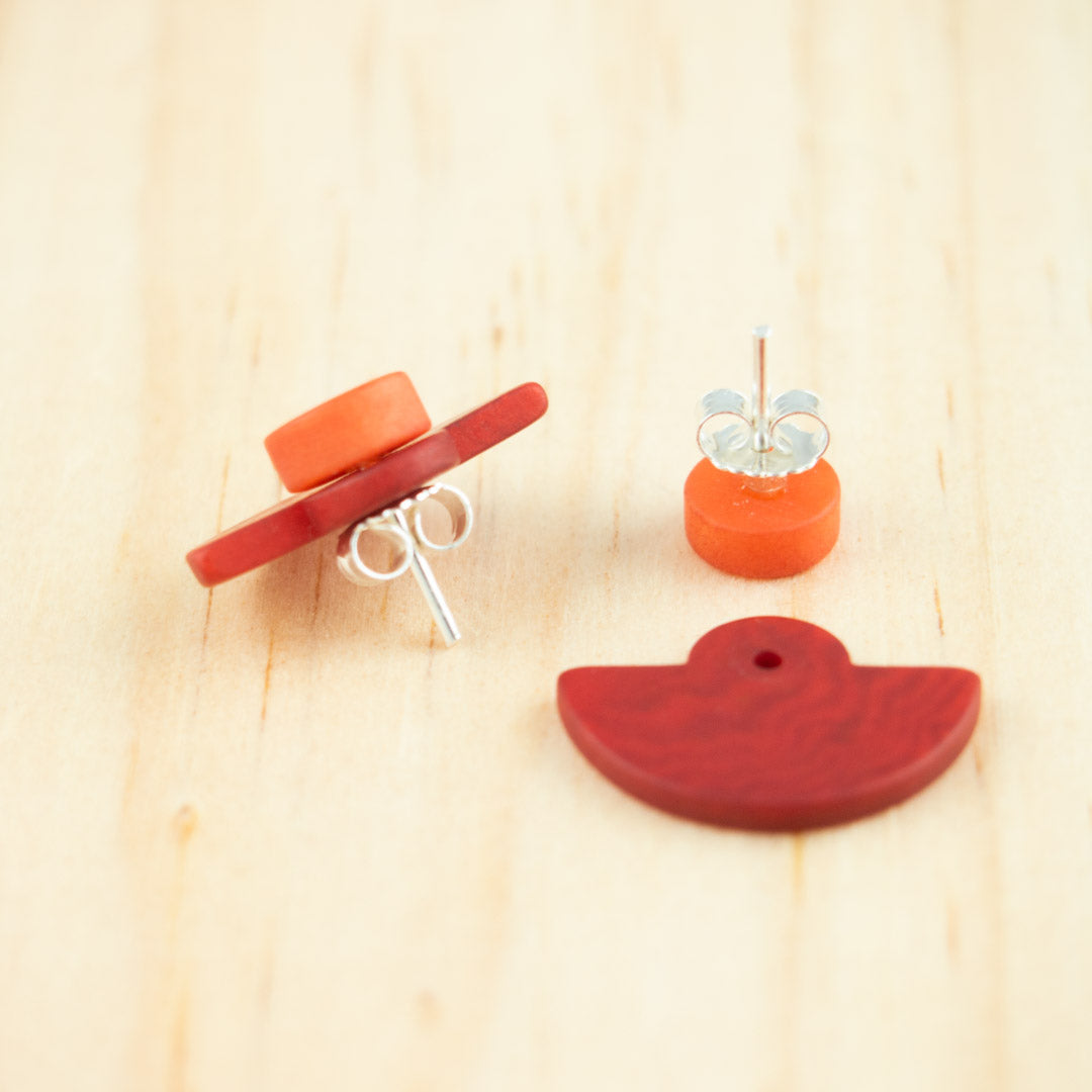 Boucles d'oreilles Ivoire Végétal Devant Derrière Sous Lobes Cercle 3 en  1 | Duo Large Pre