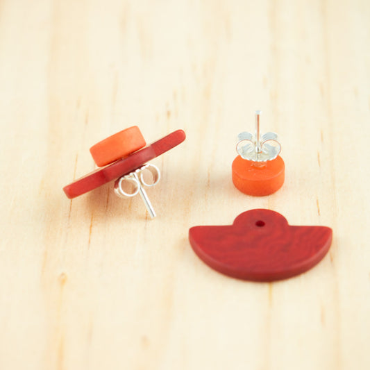 Boucles d'oreilles Ivoire Végétal Devant Derrière Sous Lobes Cercle 3 en  1 | Duo Large Pre