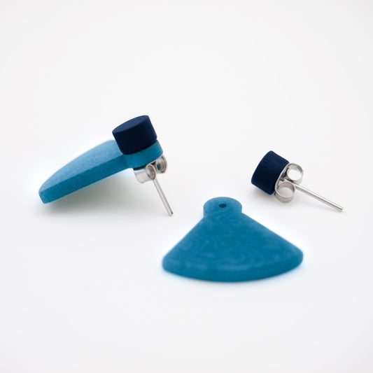 Boucles d'oreilles Ivoire Végétal Devant Derrière Sous Lobes Triangle 3 en  1 | Duo Pre R