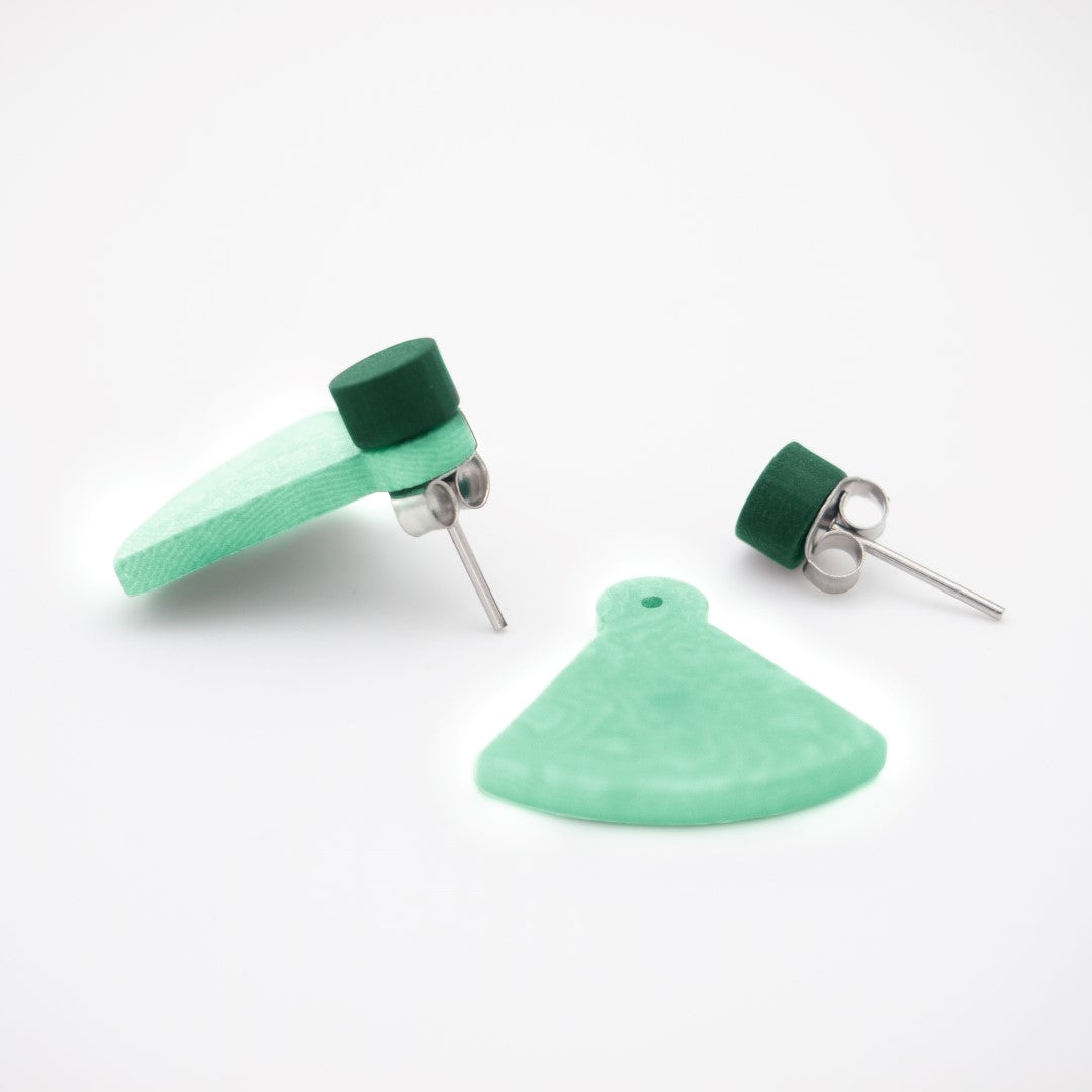 Boucles d'oreilles Ivoire Végétal Devant Derrière Sous Lobes Triangle 3 en  1 | Duo Pre R