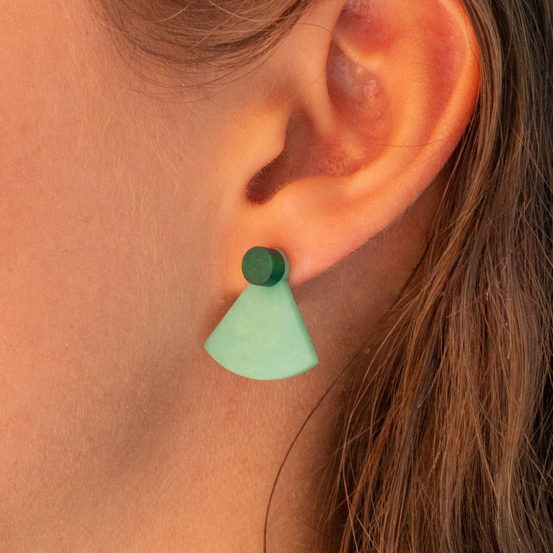 Boucles d'oreilles Ivoire Végétal Devant Derrière Sous Lobes Triangle 3 en  1 | Duo Pre R