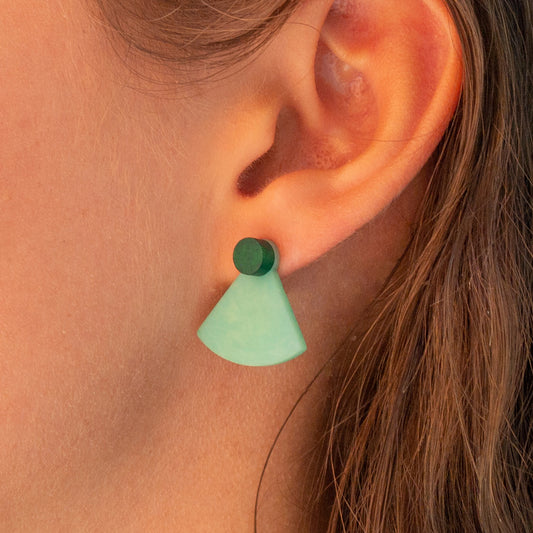 Boucles d'oreilles Ivoire Végétal Devant Derrière Sous Lobes Triangle 3 en  1 | Duo Pre R