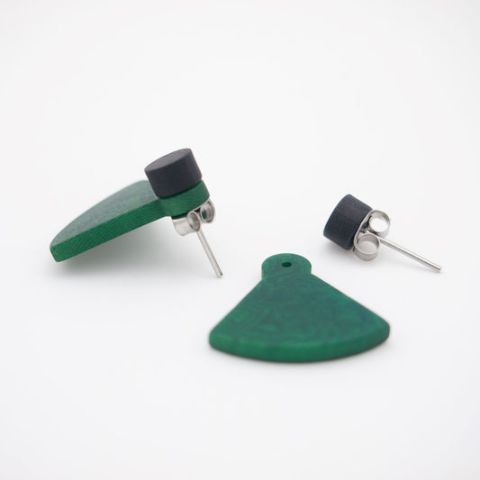 Boucles d'oreilles Ivoire Végétal Devant Derrière Sous Lobes Triangle 3 en  1 | Duo Pre R