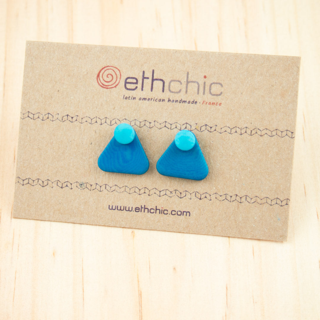 Boucles d'oreilles Ivoire Végétal Devant Derrière Sous Lobes Losanges 3 en  1 | Duo Tri R