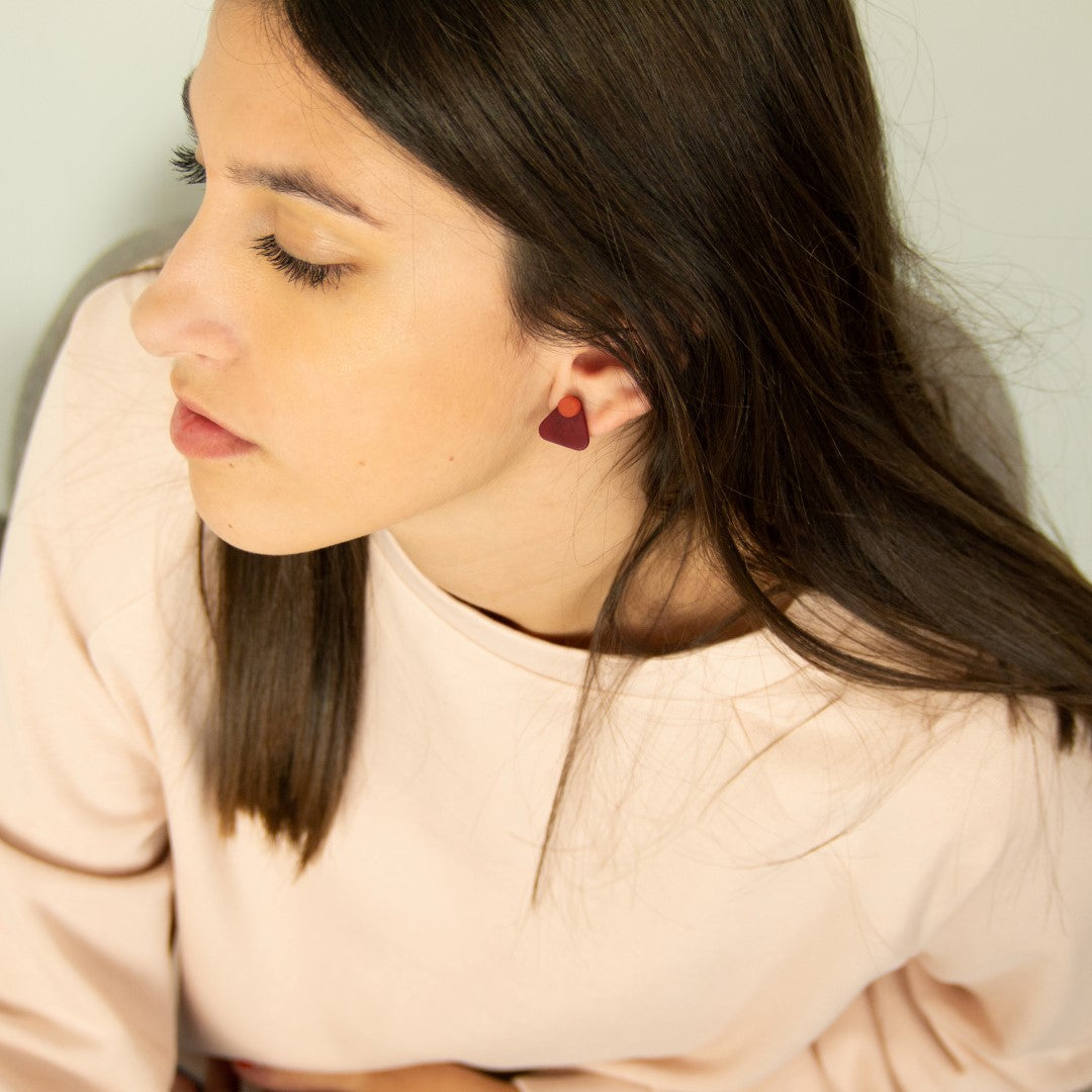 Boucles d'oreilles Ivoire Végétal Devant Derrière Sous Lobes Losanges 3 en  1 | Duo Tri R