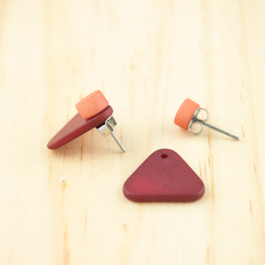 Boucles d'oreilles Ivoire Végétal Devant Derrière Sous Lobes Losanges 3 en  1 | Duo Tri R