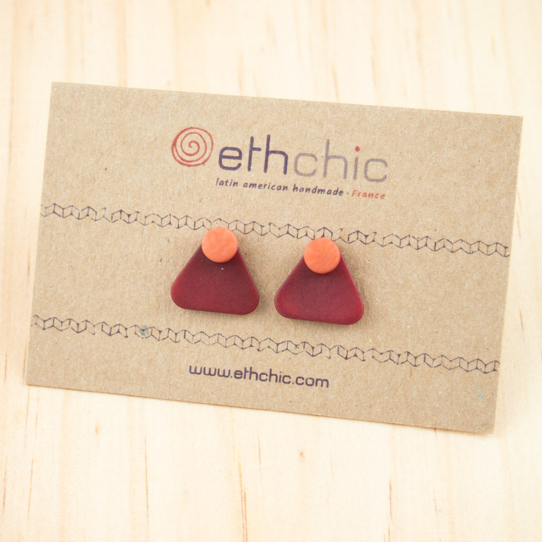 Boucles d'oreilles Ivoire Végétal Devant Derrière Sous Lobes Losanges 3 en  1 | Duo Tri R