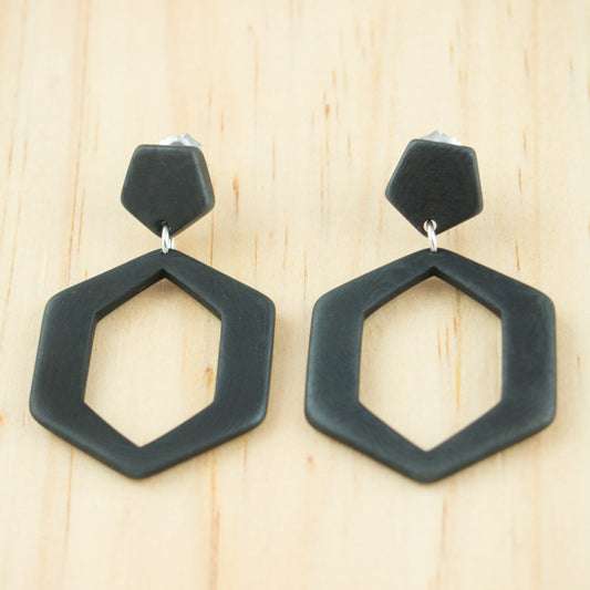 Boucles d'oreilles Hexagonales en Ivoire Végétal | Hexa Large