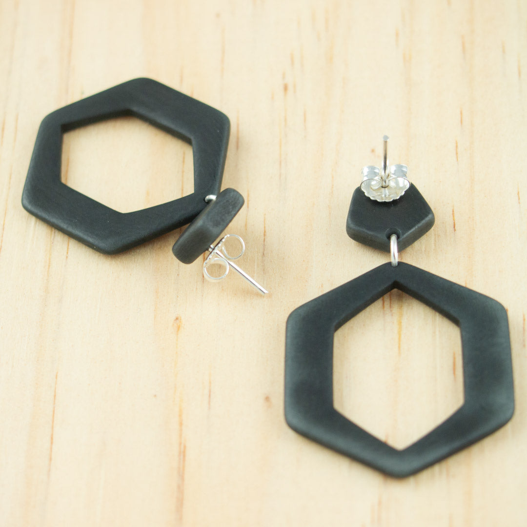 Boucles d'oreilles Hexagonales en Ivoire Végétal | Hexa Large