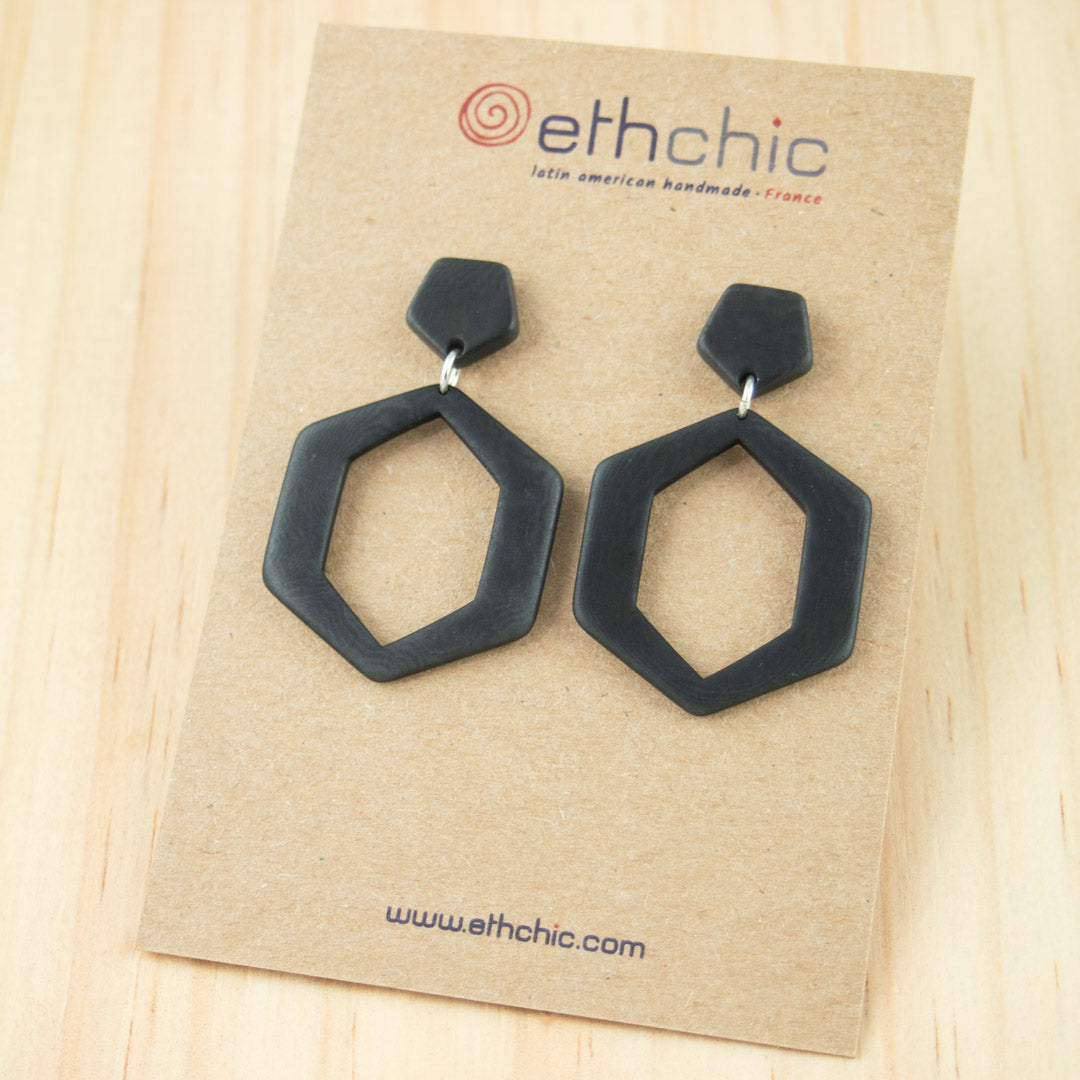 Boucles d'oreilles Hexagonales en Ivoire Végétal | Hexa Large