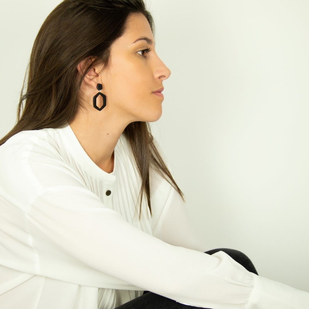 Boucles d'oreilles Hexagonales en Ivoire Végétal | Hexa Large