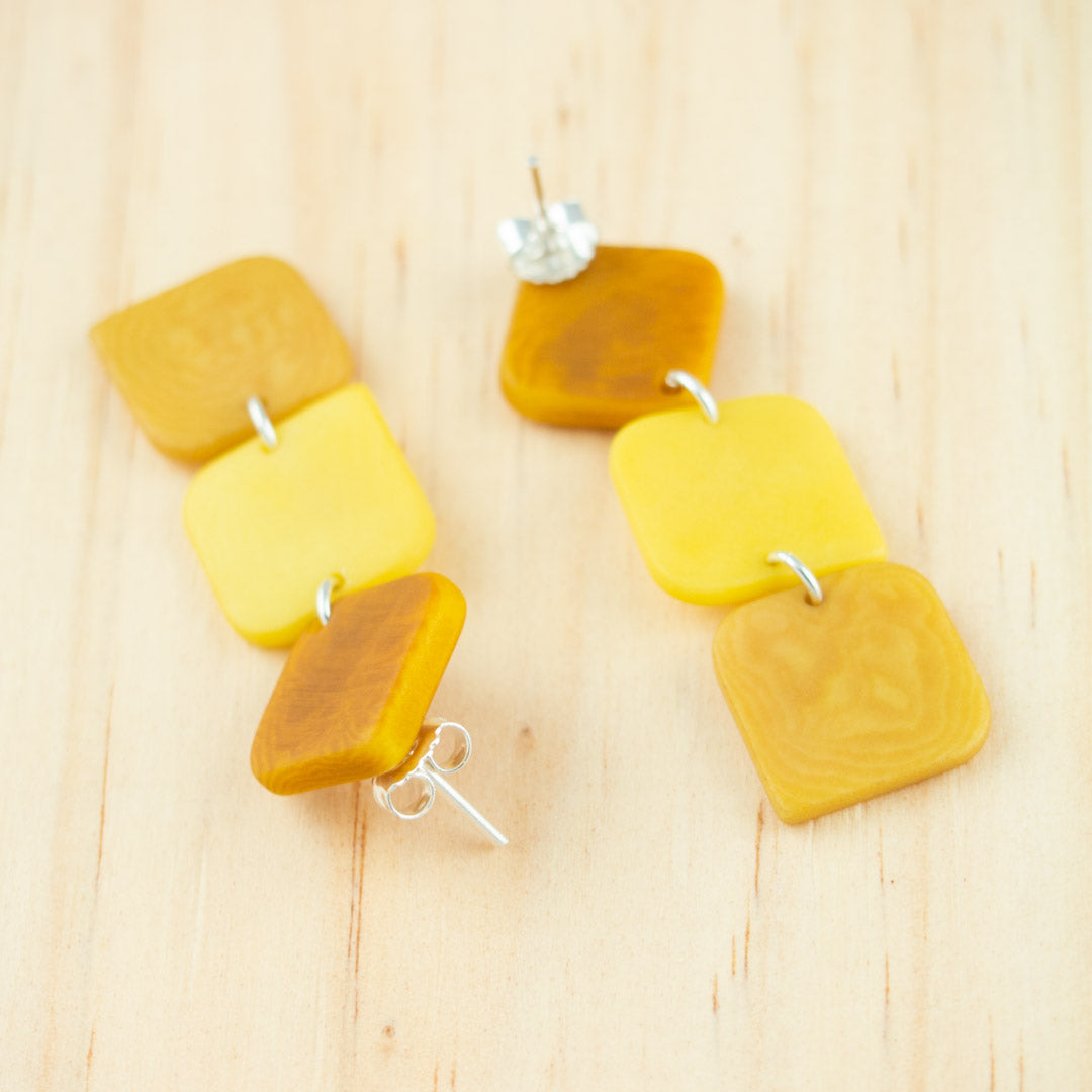 Boucles d'oreilles pendantes en Ivoire Végétal et Argent 925 | Rotation