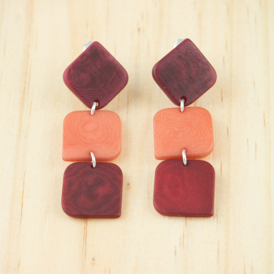 Boucles d'oreilles pendantes en Ivoire Végétal et Argent 925 | Rotation