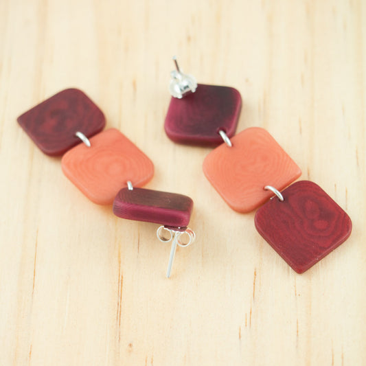 Boucles d'oreilles pendantes en Ivoire Végétal et Argent 925 | Rotation