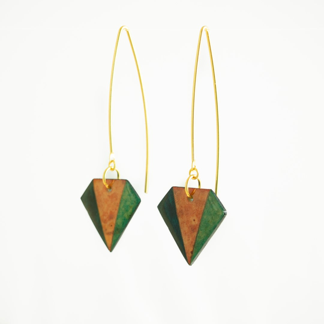 Boucles d'oreilles Créoles en Calebasse Séchée Diamant, Acier Doré, Argent ou Or fin 24k  | Cari Pic