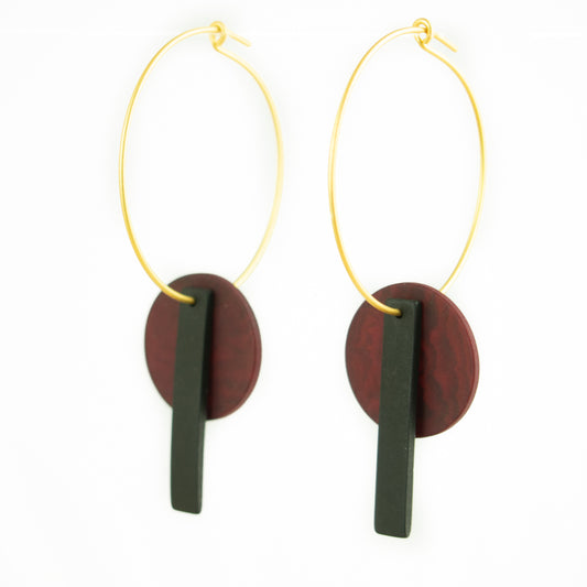 Boucles d'oreilles Créoles en Ivoire Végétal 3 en 1, Acier Doré, Argent ou Or fin 24k | Aro Pen