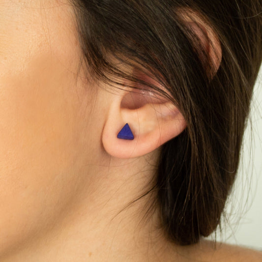 Boucles d'oreilles devant derrière ivoire végétal Ear jacket dessous d'oreille Boucles d'oreilles sous lobes puces d'oreilles géométrique triangle bleu