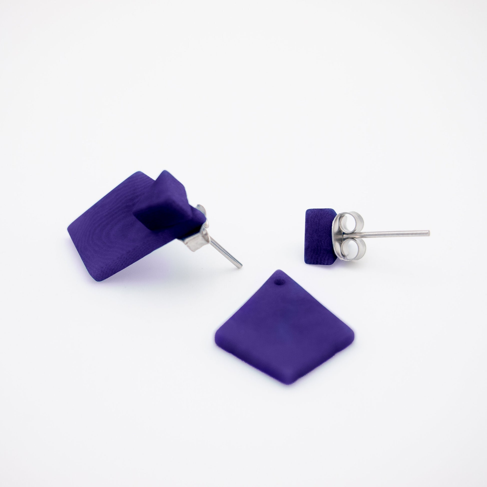 Boucles d'oreilles devant derrière ivoire végétal Ear jacket dessous d'oreille Boucles d'oreilles sous lobes puces d'oreilles géométrique Bleues Ethchic