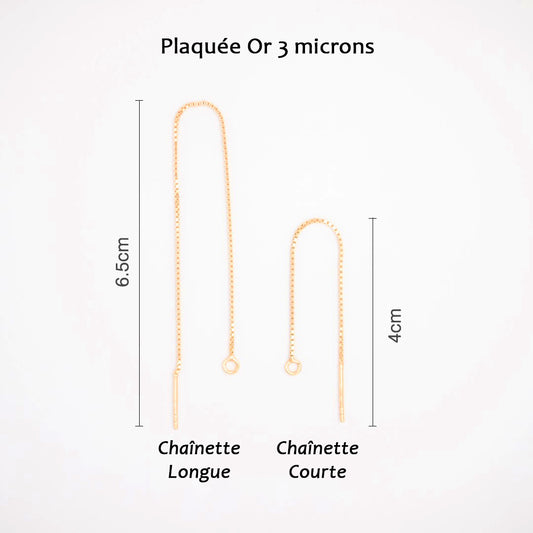 Boucles d’oreilles Hexagone en Calebasse séchée  chaîne traversante en Acier Doré, Argent ou Plaqué Or 3 microns | Hex Cube