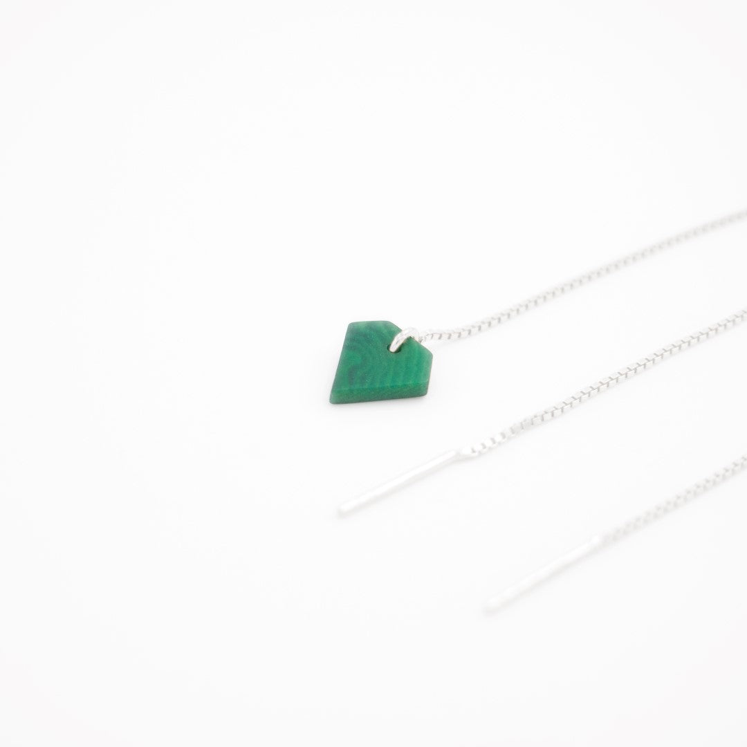 Boucles d’oreilles Diamant en ivoire végétal, chaîne traversante en Acier Doré, Argent ou Plaqué Or 3 microns