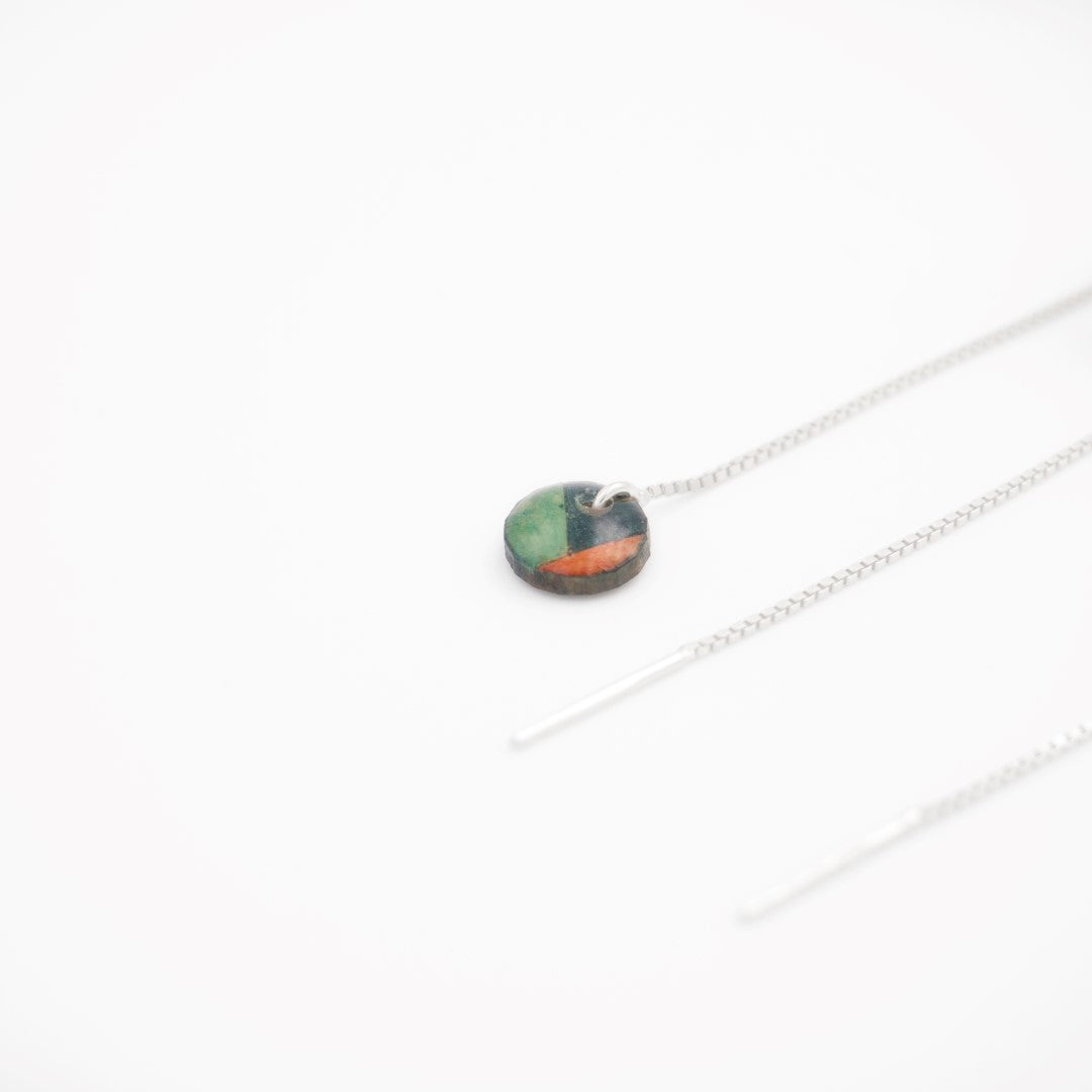 Boucles d’oreilles Ronds en Calebasse séchée chaîne traversante en Acier Doré, Argent ou Plaqué Or 3 microns | Inter