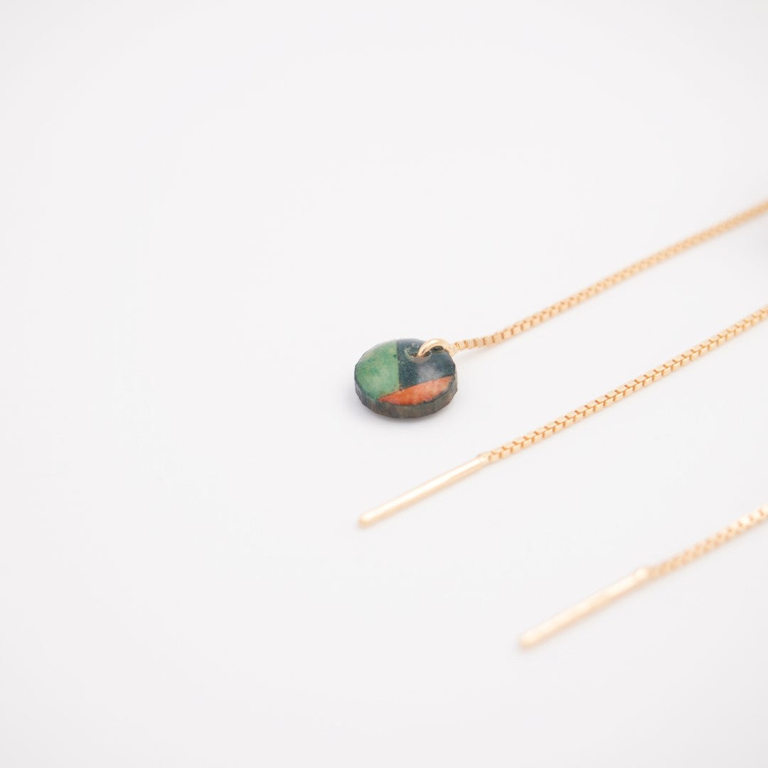 Boucles d’oreilles Ronds en Calebasse séchée chaîne traversante en Acier Doré, Argent ou Plaqué Or 3 microns | Inter