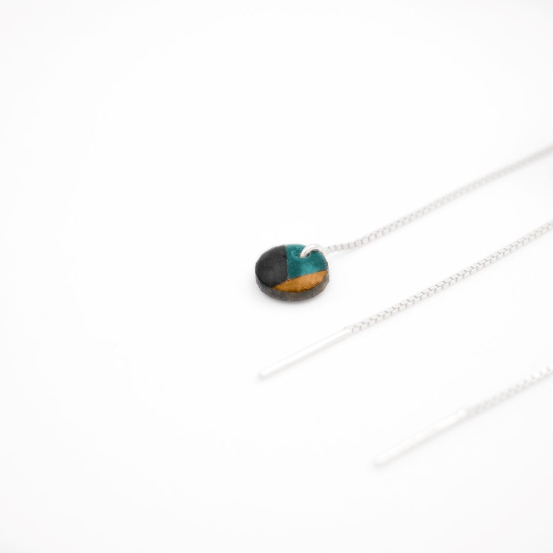 Boucles d’oreilles Ronds en Calebasse séchée chaîne traversante en Acier Doré, Argent ou Plaqué Or 3 microns | Inter