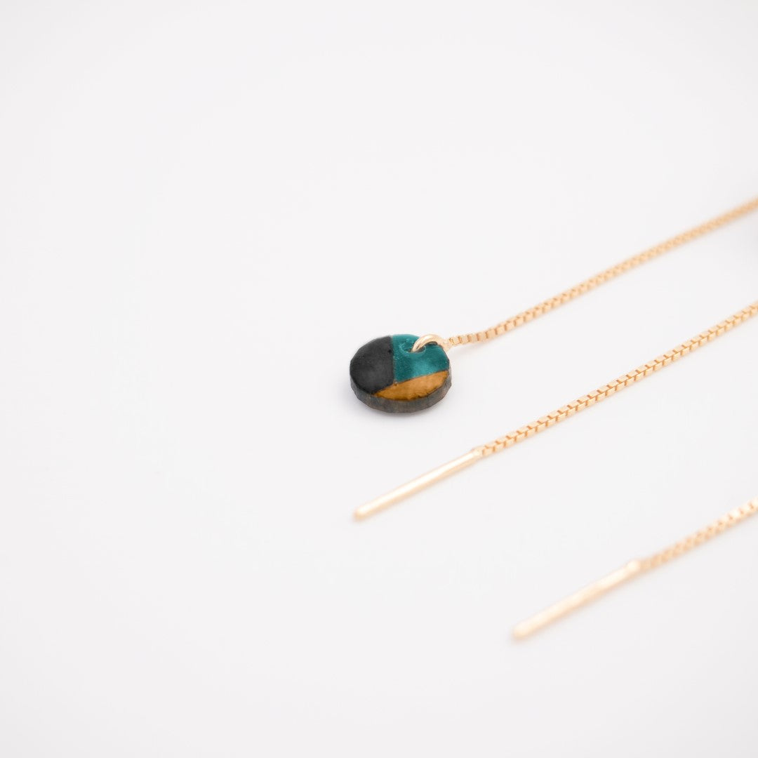 Boucles d’oreilles Ronds en Calebasse séchée chaîne traversante en Acier Doré, Argent ou Plaqué Or 3 microns | Inter