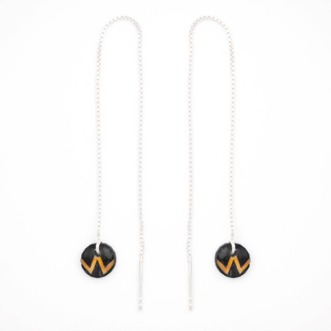 Boucles d’oreilles Ronds en Calebasse séchée chaîne traversante en Acier Doré, Argent ou Plaqué Or 3 microns | Won