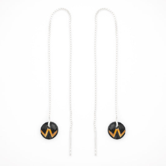 Boucles d’oreilles Ronds en Calebasse séchée chaîne traversante en Acier Doré, Argent ou Plaqué Or 3 microns | Won