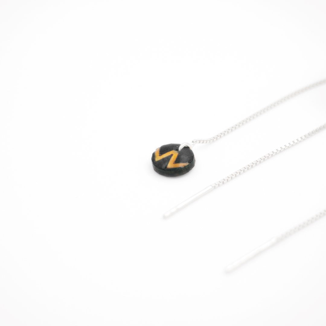 Boucles d’oreilles Ronds en Calebasse séchée chaîne traversante en Acier Doré, Argent ou Plaqué Or 3 microns | Won