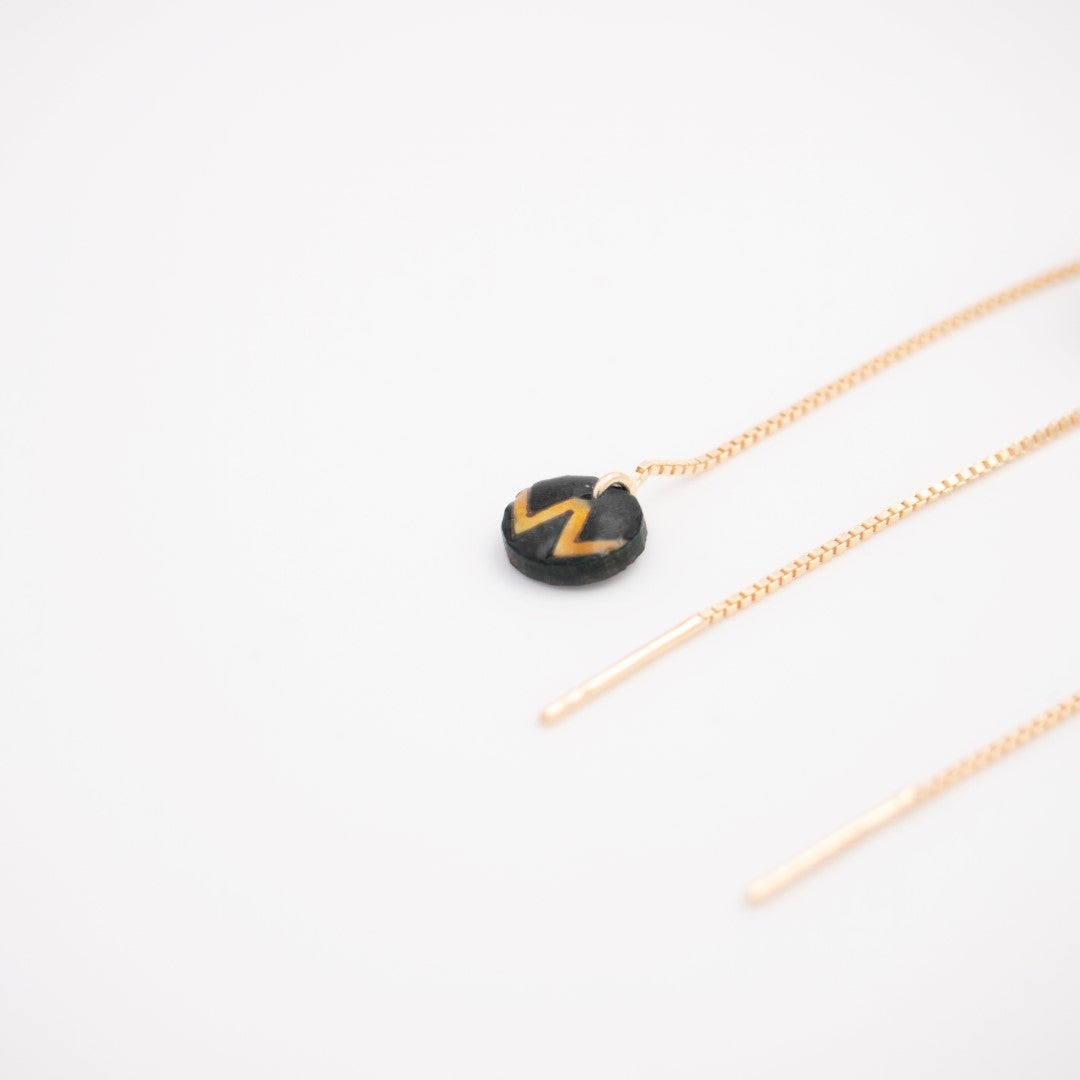 Boucles d’oreilles Ronds en Calebasse séchée chaîne traversante en Acier Doré, Argent ou Plaqué Or 3 microns | Won