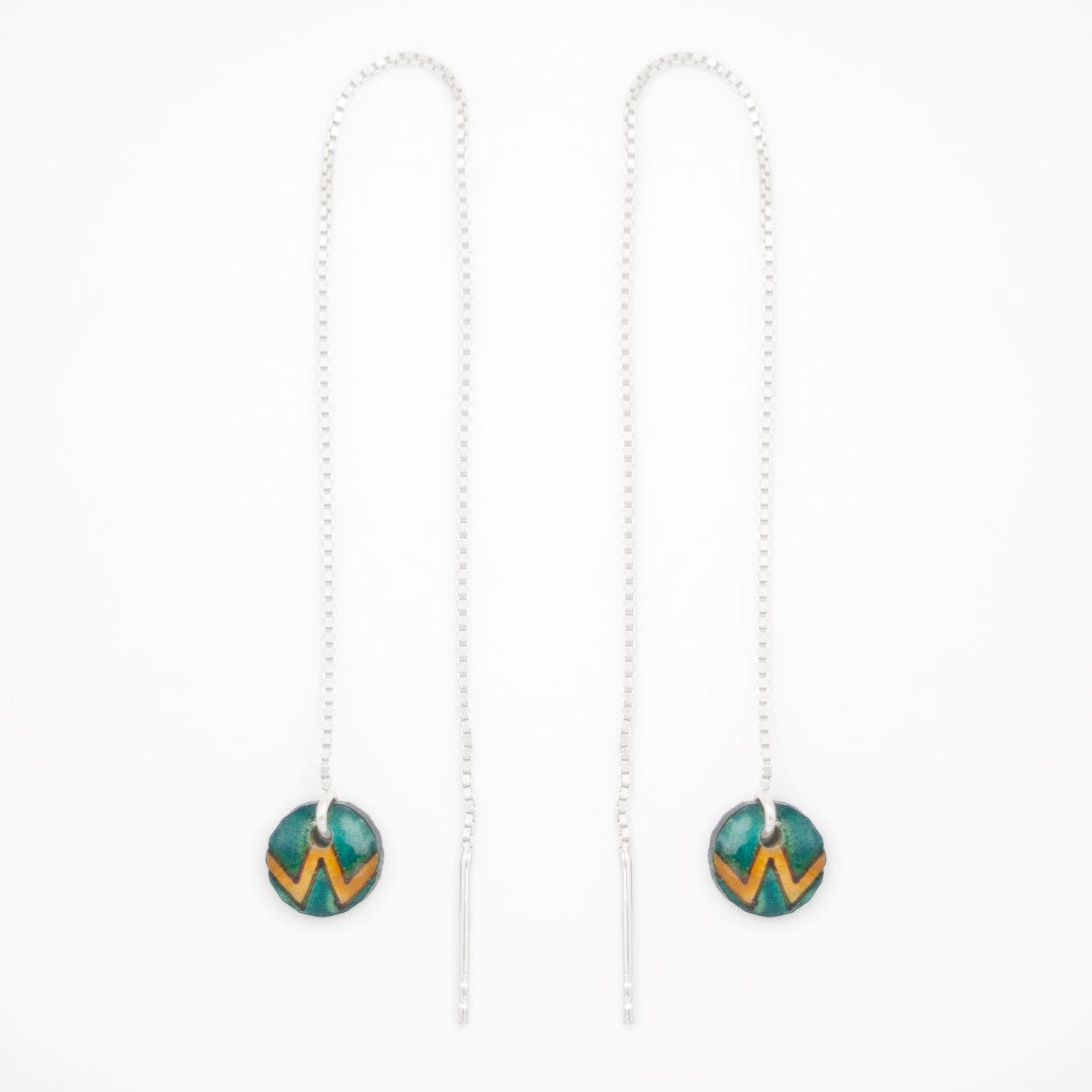 Boucles d’oreilles Ronds en Calebasse séchée chaîne traversante en Acier Doré, Argent ou Plaqué Or 3 microns | Won