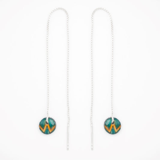 Boucles d’oreilles Ronds en Calebasse séchée chaîne traversante en Acier Doré, Argent ou Plaqué Or 3 microns | Won