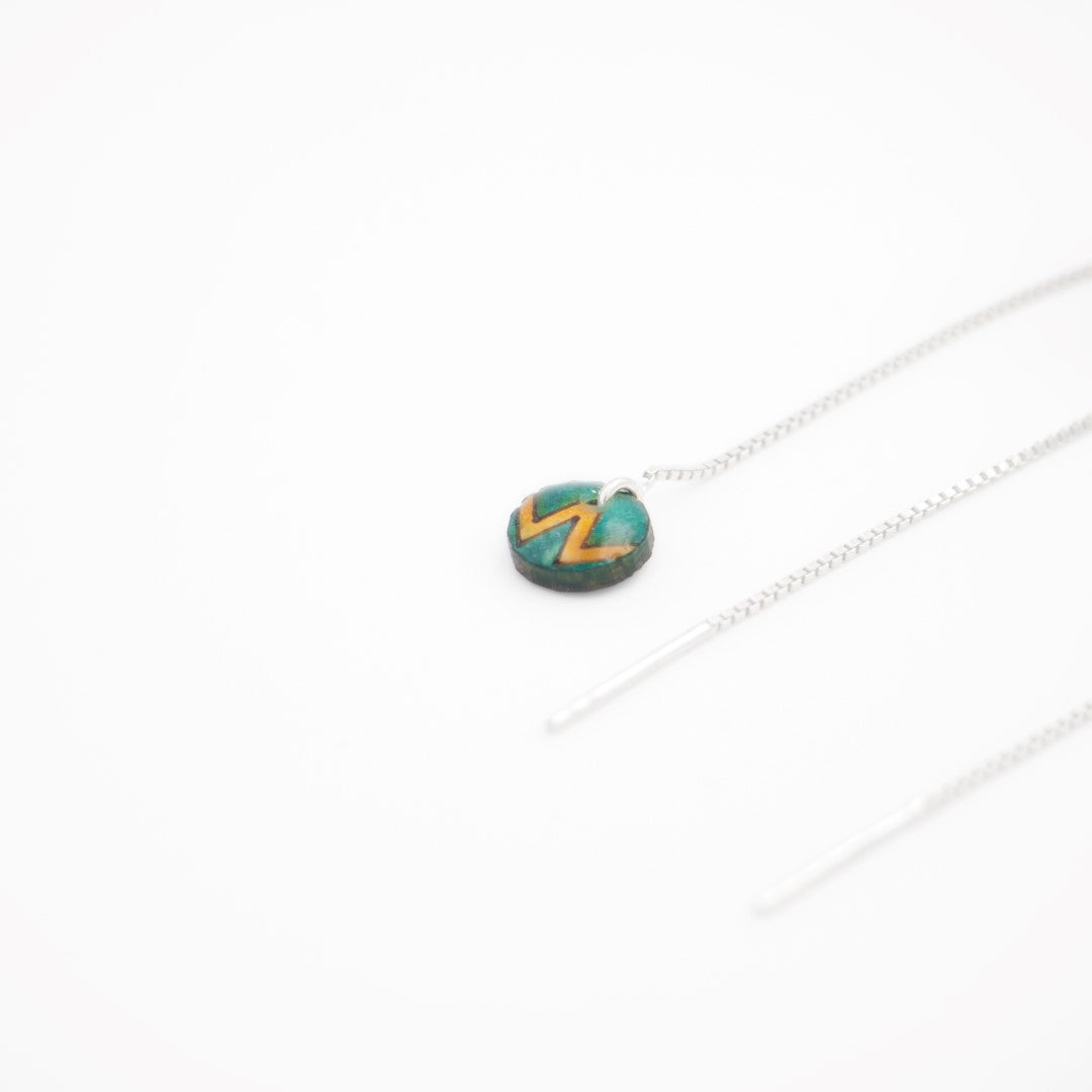 Boucles d’oreilles Ronds en Calebasse séchée chaîne traversante en Acier Doré, Argent ou Plaqué Or 3 microns | Won