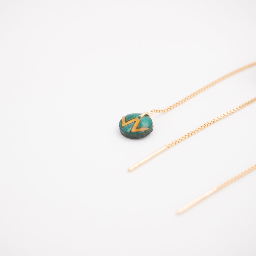 Boucles d’oreilles Ronds en Calebasse séchée chaîne traversante en Acier Doré, Argent ou Plaqué Or 3 microns | Won