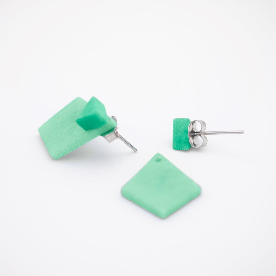 Boucles d'oreilles devant derrière ivoire végétal Ear jacket dessous d'oreille Boucles d'oreilles sous lobes puces d'oreilles géométrique Menthe Ethchic